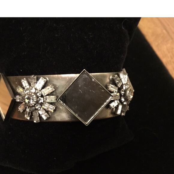 Dannijo rhinestone and mirrored Venice Silvertone Cuff Bracelet - Picture 4 of 9